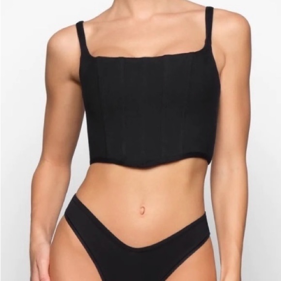 NWT SKIMS COTTON CORSETS Cotton Corset Bustier in gray - Picture 7 of 9